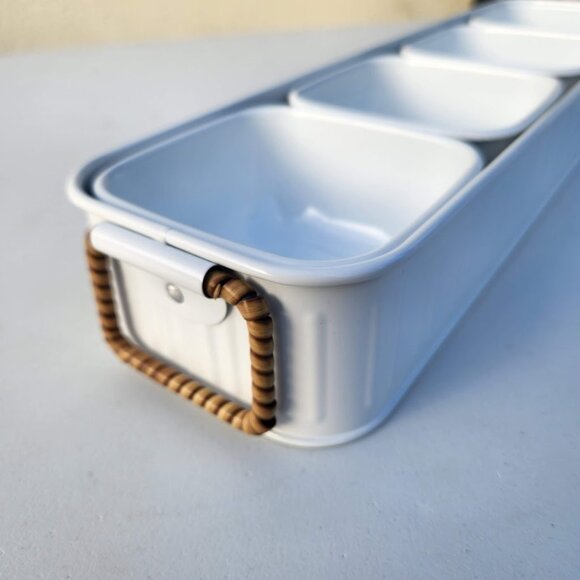 NEW Better Homes & Gardens Galvanized Bowls Tray Rectangle Condiment Tray Set 4 - Picture 11 of 14